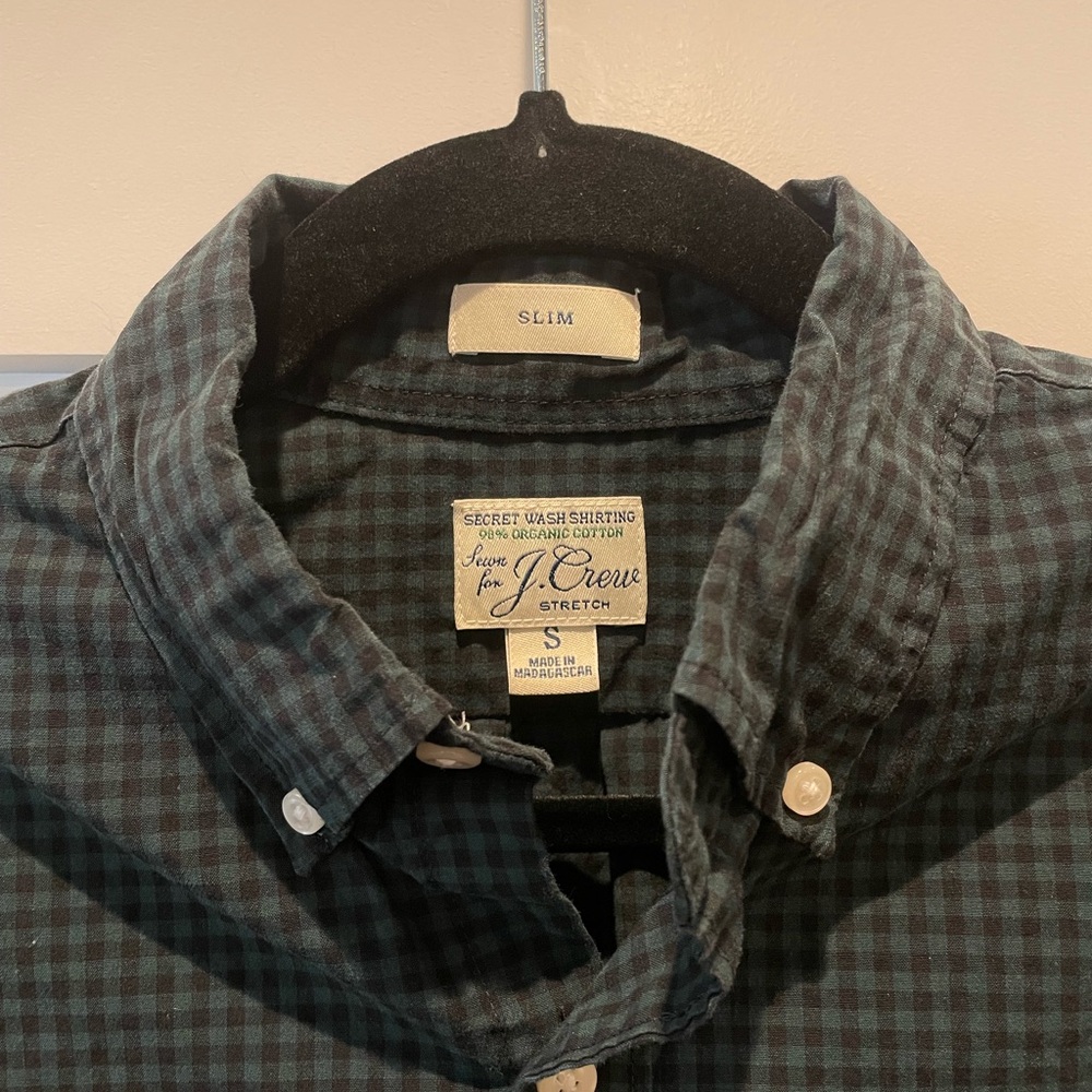 Jcrew men’s green plaid button down shirt, slim fit size S - Picture 4 of 5